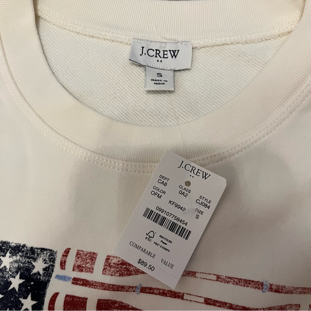 J. Crew American Flag Crewneck NWT - Picture 7 of 7